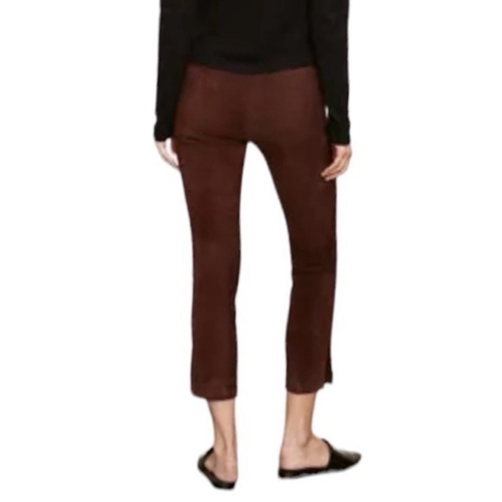 Vince Stretch-Suede Split Hem Cropped Pants Oxblood Merlot Size Small EUC - Picture 3 of 8